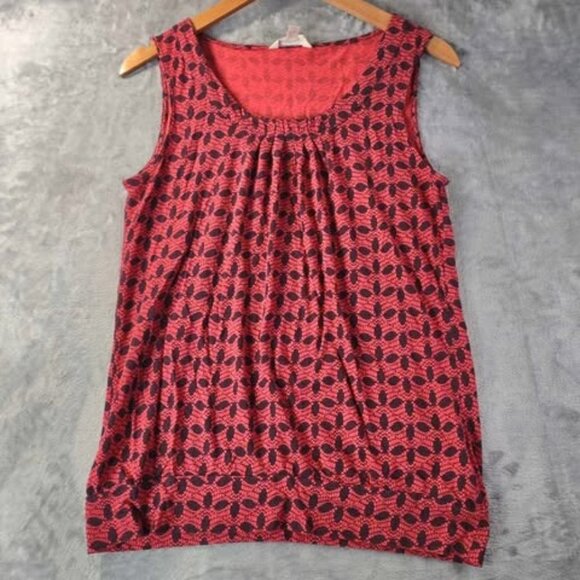 Banana Republic Women’s Tank Top M Red Black Print Cotton Modal Lightweight - Picture 1 of 10